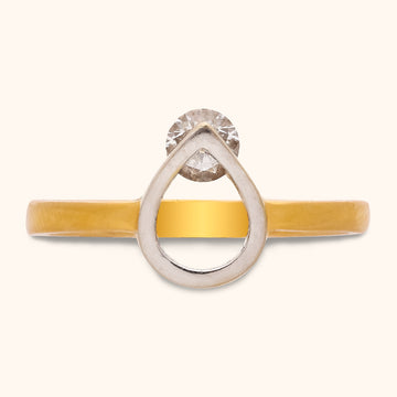 22KT Gold Heart Ring with Sparkling American Diamonds